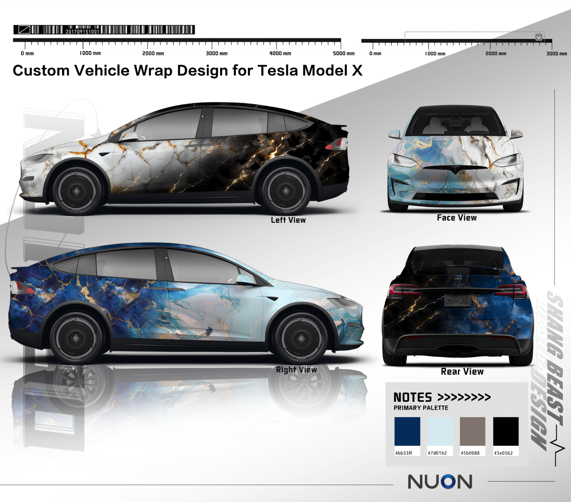 Custom Vehicle Wrap Design for Tesla Model X